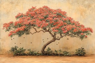 Blooming Tree with Insects