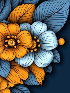 blue and orange botanical illustration