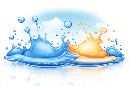 Blue and Orange Liquid Splash Collision