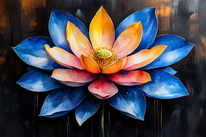 Blue And Orange Lotus Flower