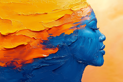 Blue And Orange Painted Profile