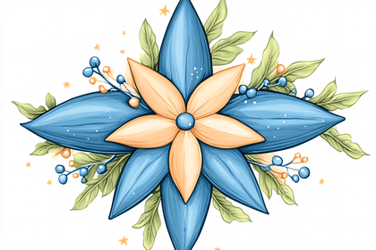 Blue and Peach Watercolor Floral Design