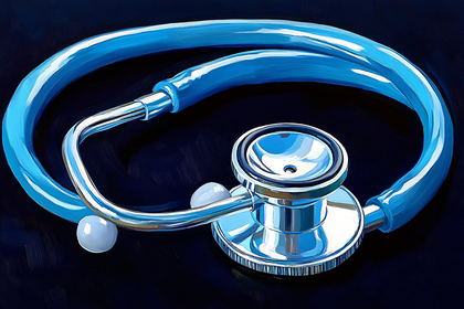 Blue and Silver Stethoscope Painting