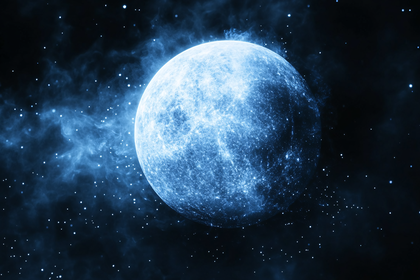 Blue Celestial Body in Starry Space