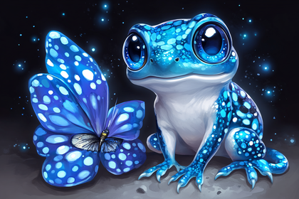 Blue Frog and Butterfly