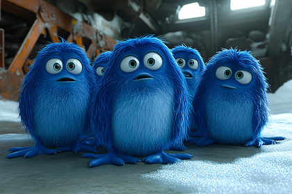 Blue Furry Creatures Looking Worried