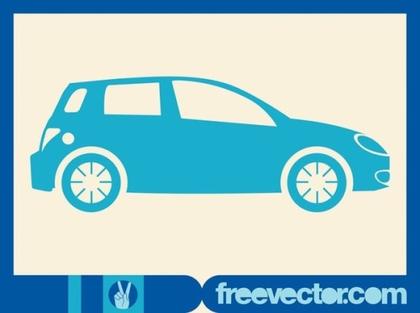 Blue Hatchback Car Free Vector