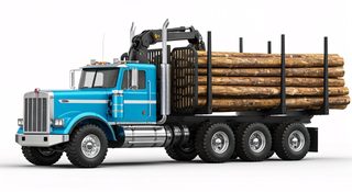 blue logging truck