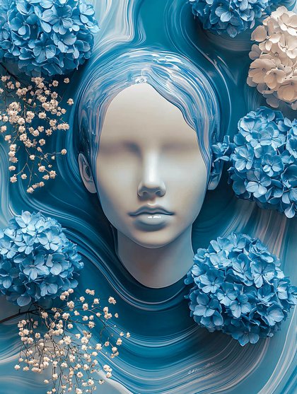 Blue Hydrangea Portrait