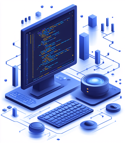 Blue Isometric Tech Workspace