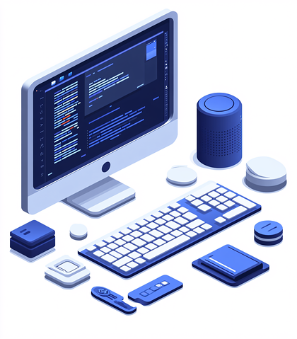 Blue Isometric Technology Workspace