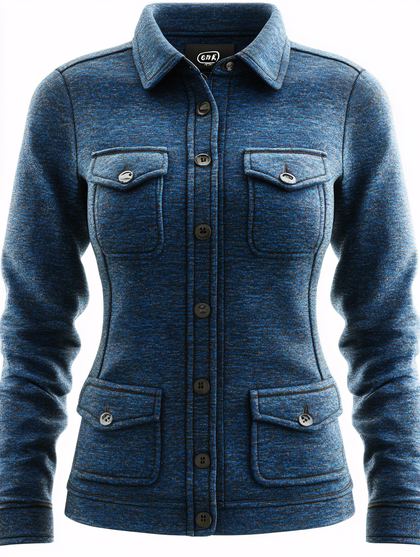 Blue Knit Jacket with Pockets