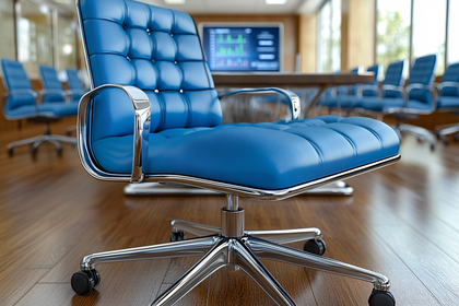 Blue Leather Office Chair In Modern Conference Room