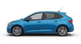 blue hatchback car