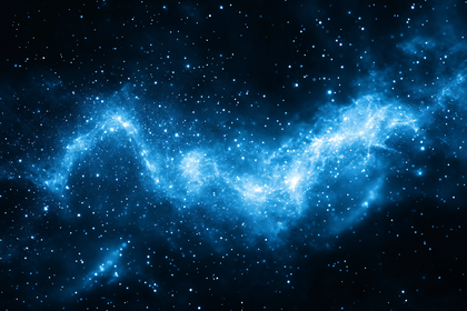Blue Nebula In Starry Space