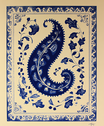 Blue Paisley Border Design