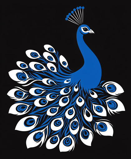 Blue Peacock Illustration