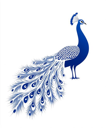 Blue Peacock Illustration