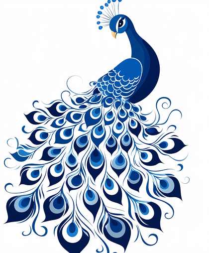 Blue Peacock Illustration