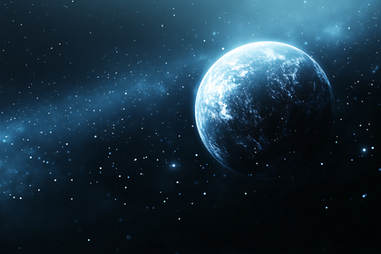 Blue Planet in Starry Space