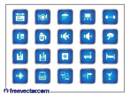 Blue Square Icons Free Vector