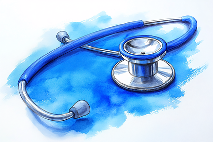 Blue Stethoscope Watercolor