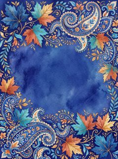 blue paisley leaf border