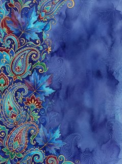 Blue Paisley Leaves