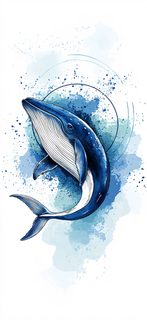Blue Whale Watercolor Illustration