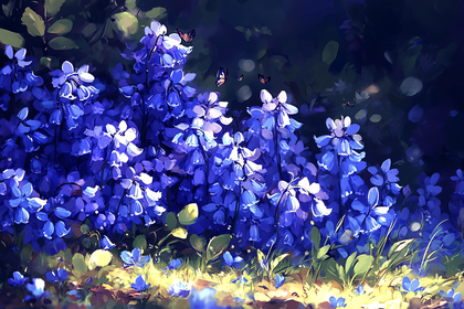 Bluebell Meadow with Butterflies