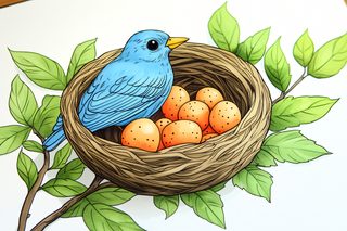 Bluebird Nest With Eggs