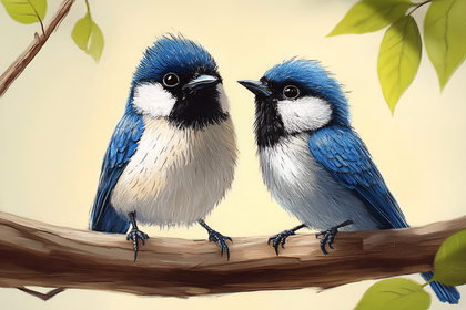 Bluebird Pair On Branch