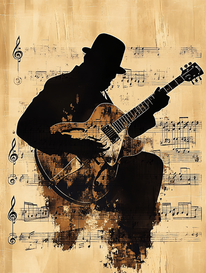Bluesman Guitarist Silhouette