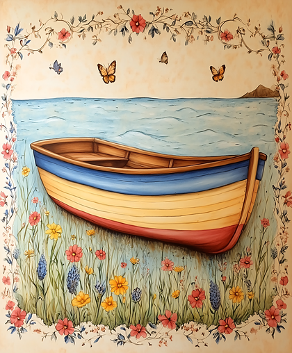 Boat Amidst Flowers