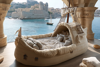 Boat Bed Overlooking Coastal Fortress