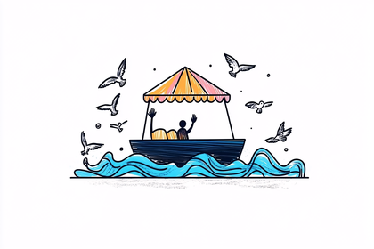 Boat Journey with Seagulls