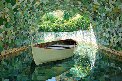 Boat Under Stone Archway