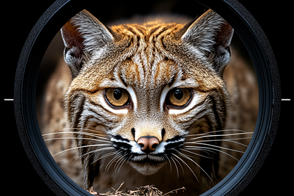 Bobcat Stares Through Scope