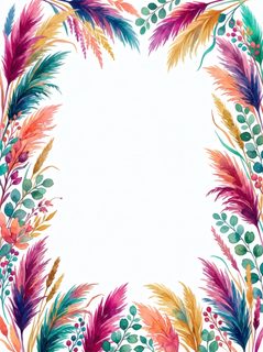 watercolor pampas frame