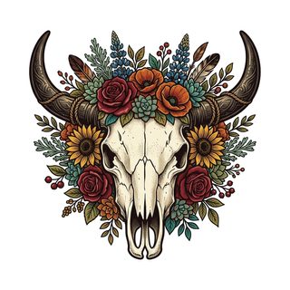 bull skull floral crown
