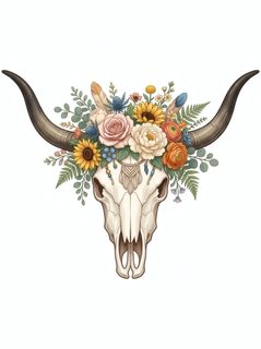 floral cow skull