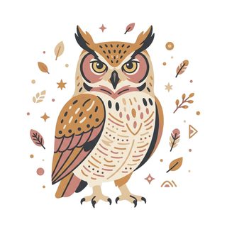 boho owl illustration