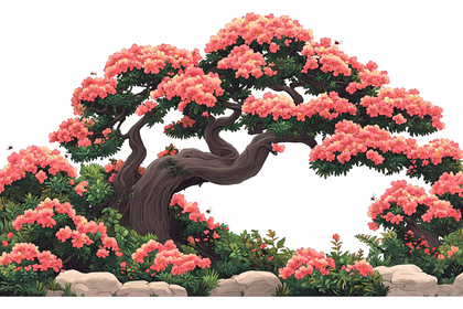 Bonsai Tree With Pink Blossoms