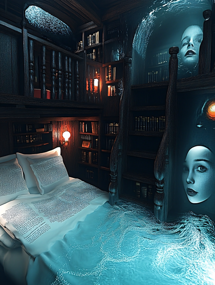 Book Bed Watery Library Dream