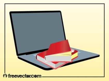 Books and Laptop Free Vector