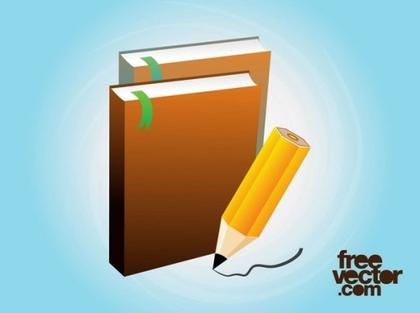 Books and Pencil Free Vector