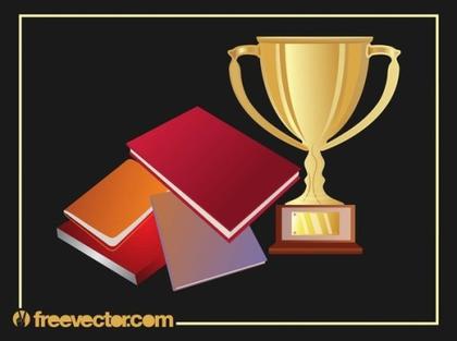 Books and Trophy Free Vector
