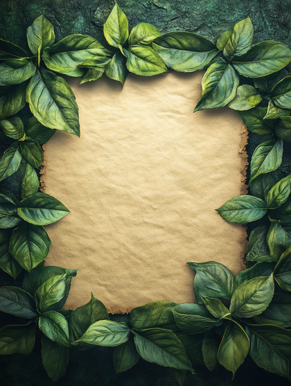 Botanical Frame With Paper Texture
