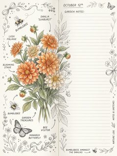 Botanical Garden Journal Page Illustration