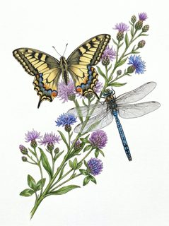 butterfly dragonfly flowers